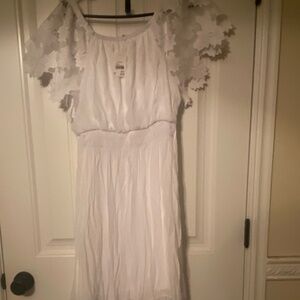 Women gorgeous white long lace dress size L